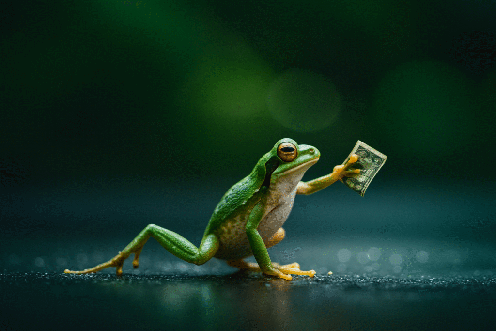 Frog Paying his bill