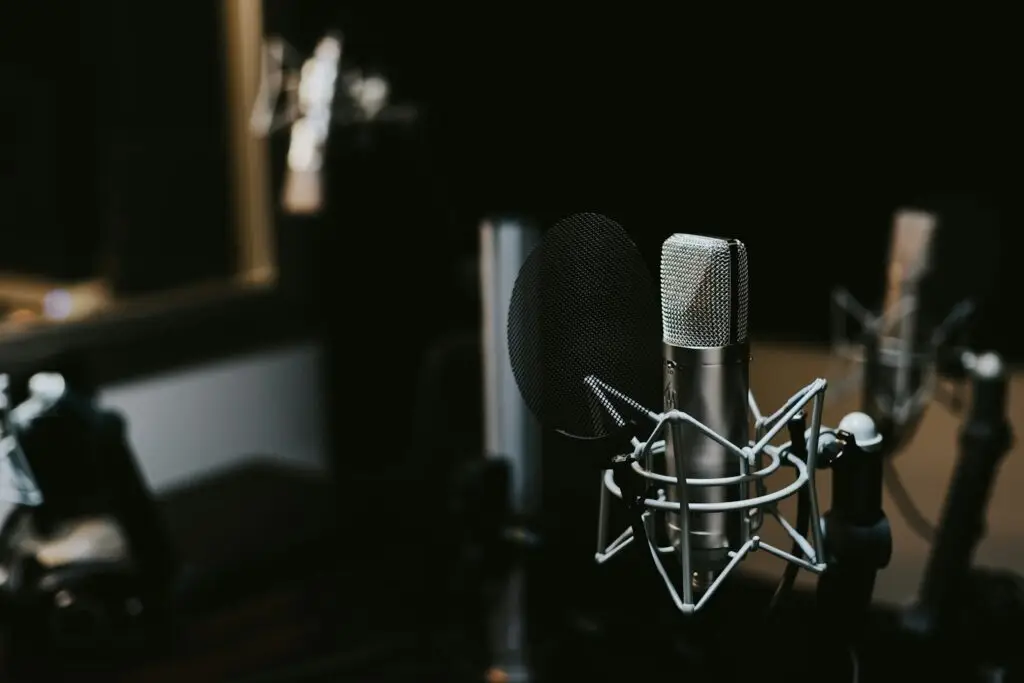 Broadcast studio microphone used to record radio advertising for local Ozarks businesses